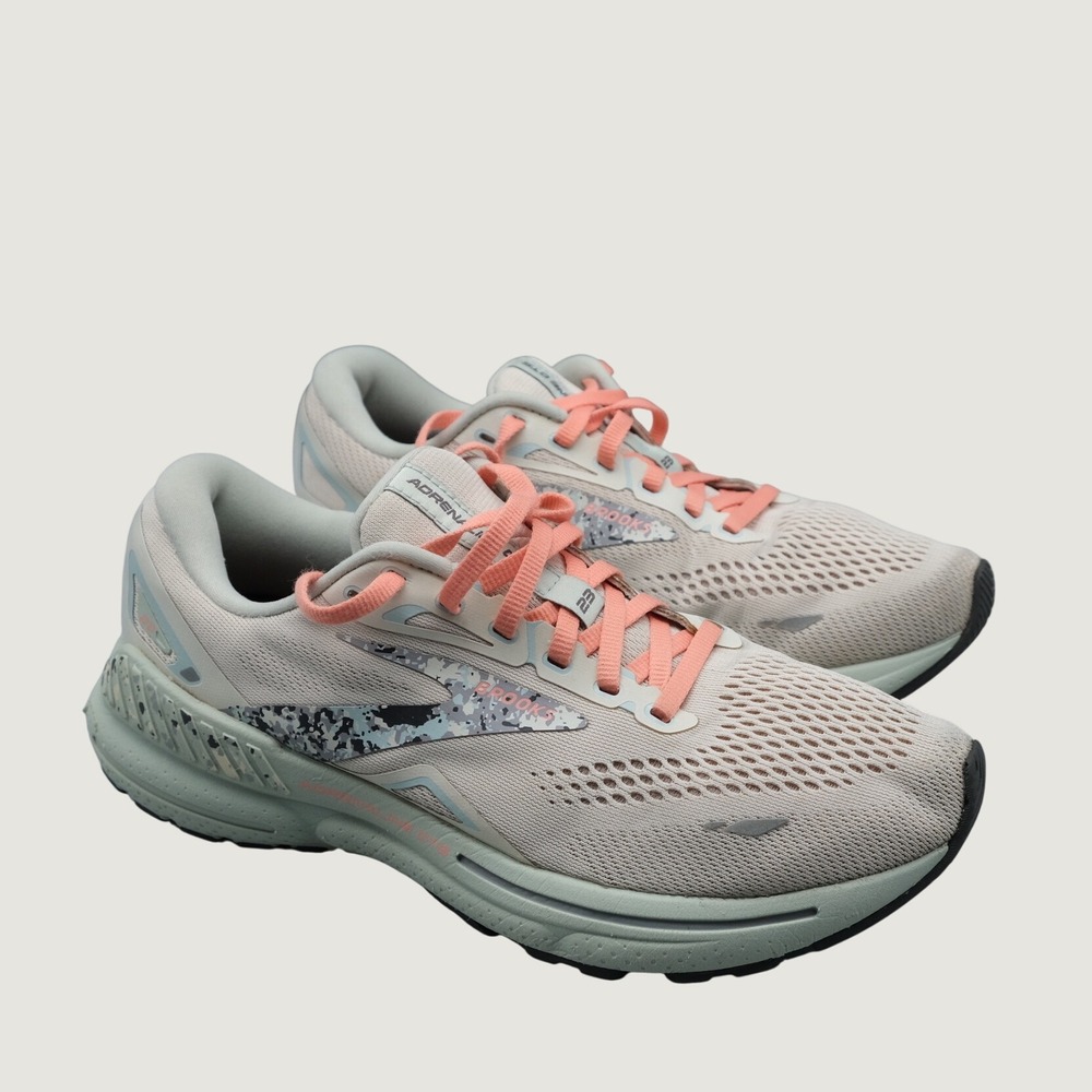 Brooks Adrenaline GTS 23 8.5 Pink Grey Mesh Stability Running Shoes 1203811B180